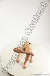 Nude Gymnastic poses Woman White Sitting poses - ALL Slim long black Multi angle poses Pinup